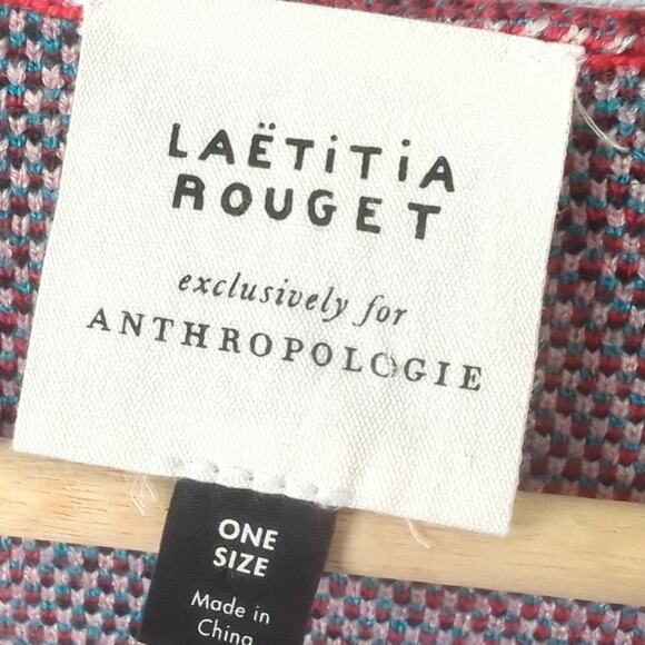 Anthropologie Sweater OS Red Floral Laetitia Rouget Botanical Kimono Cardigan - Picture 4 of 10